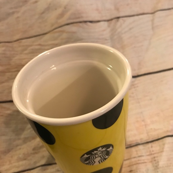 STARBUCKS Yellow Black Polka Dot Ceramic Tumbler - Picture 13 of 15